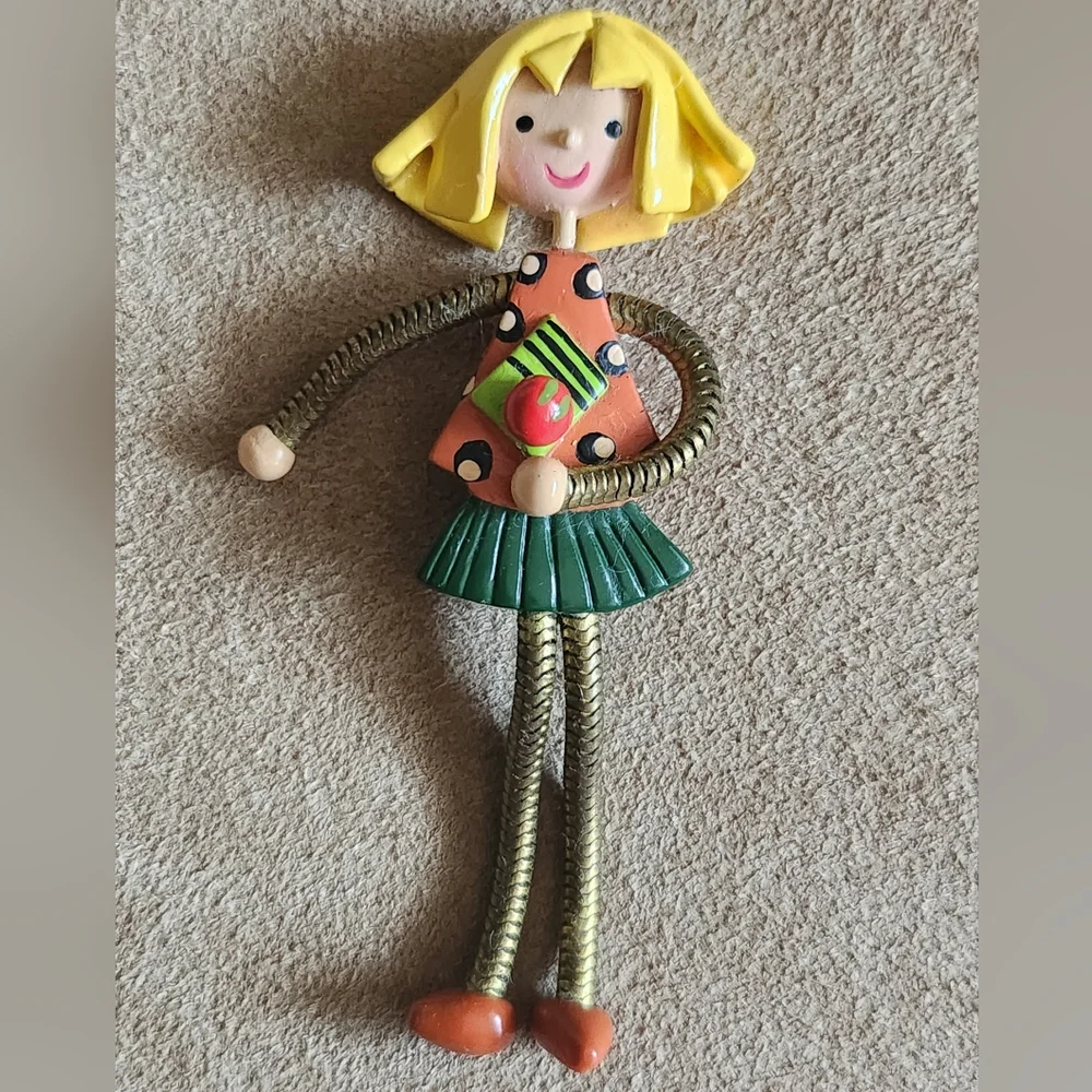 Movable Legs/Arms Funny Legs Pin Brooch Hand Painted Vintage